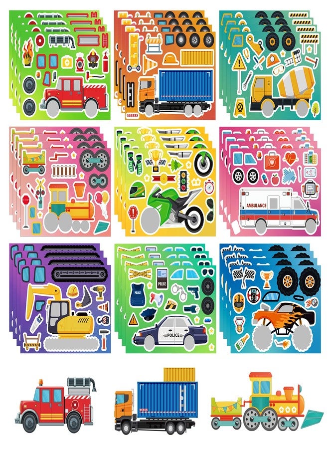 Fyguard 36 Sheets Vehicle Stickers, Make Your Own Truck Stickers for Kids, Mixed and Match Car Sticker for Construction Party Favors Classroom Exchange DIY Craft Birthday Gifts - Image 1